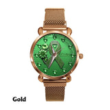 Montre-bracelet personnalisée pour femmes Green Ribbon - Sensibilisation à la santé mentale 