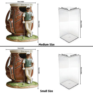 Funny Custom Golf Bag Plant Pot, Flower Vase - Personalized Golf Acrylic Pot & Stake