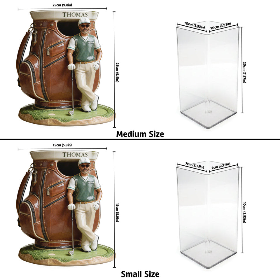 Funny Custom Golf Bag Plant Pot, Flower Vase - Personalized Golf Acrylic Pot & Stake