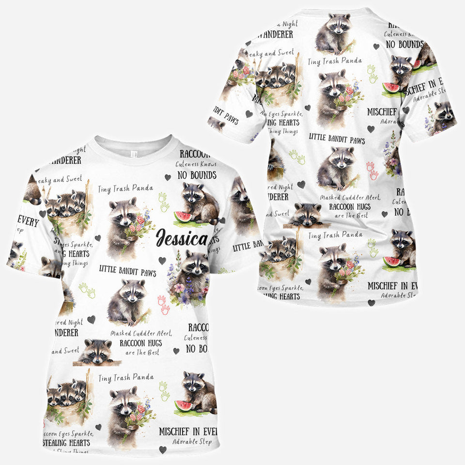 Little Pandit Paws - Personalized Raccoon All Over Shirt
