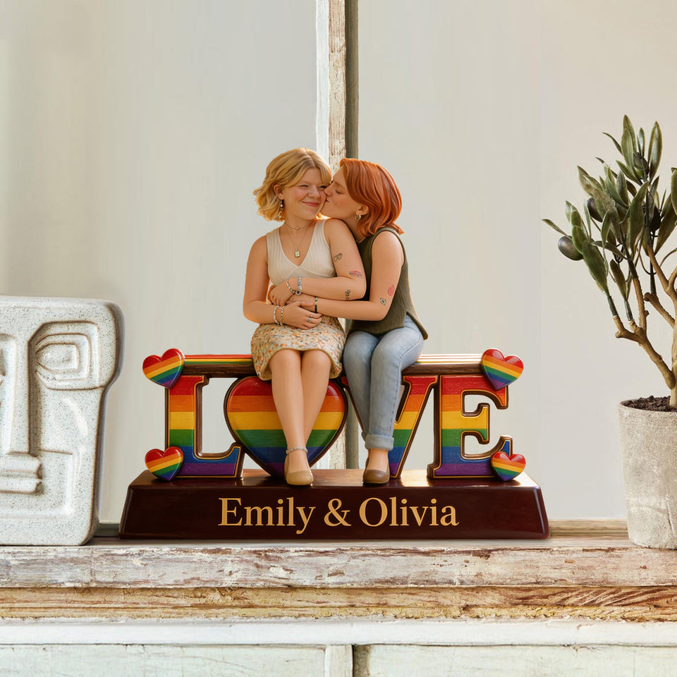 Happy Pride Month - Personalized LGBT Support Custom Shaped Wood Plaque