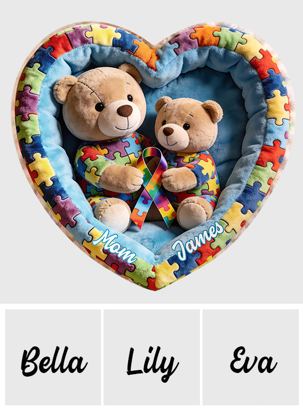 Strong Mama - Coussin en fausse fourrure personnalisé pour la sensibilisation à l'autisme