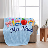 Kawaii School Teacher Gift Personalized - Personalized Teacher Blanket