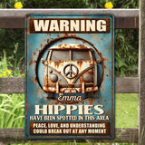 Peace, Love And Understanding - Personalized Hippie Rectangle Metal Sign
