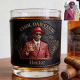 Cool Dad Club - Personalized Father Whiskey Glass With Leather Holder
