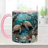You And Me And The Sea - Personalized Turtle Accent Mug