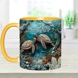 You And Me And The Sea - Personalized Turtle Accent Mug