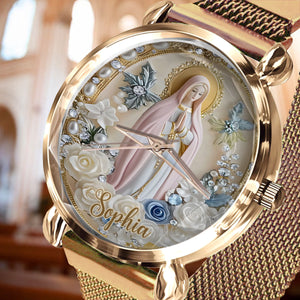 Foi éternelle - Montre-bracelet chrétienne personnalisée pour femme 