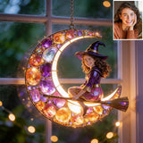 Beautiful Witch, Crescent Moon - Personalized Witch LED Light Acrylic Sign