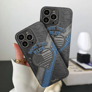 Back the Blue - Personalized Police Officer Leather Phone Case