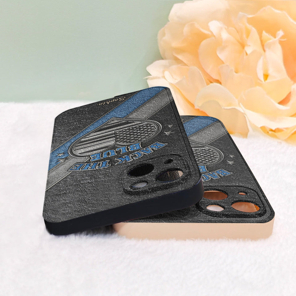 Back the Blue - Personalized Police Officer Leather Phone Case