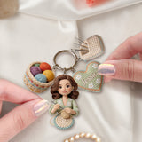 Custom Any Photo - Personalized Crocheting Premium Keychain With Charms