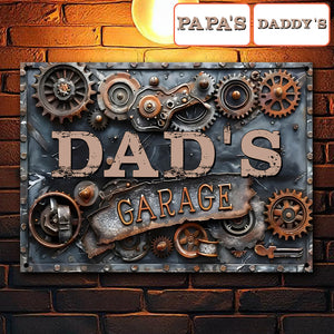 Dad's Garage Custom Title - Personalized Father Rectangle Metal Sign