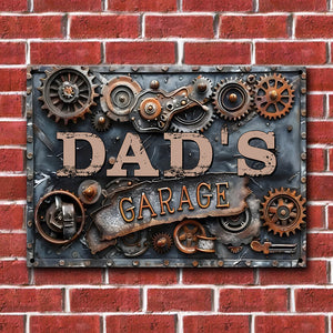 Dad's Garage Custom Title - Personalized Father Rectangle Metal Sign