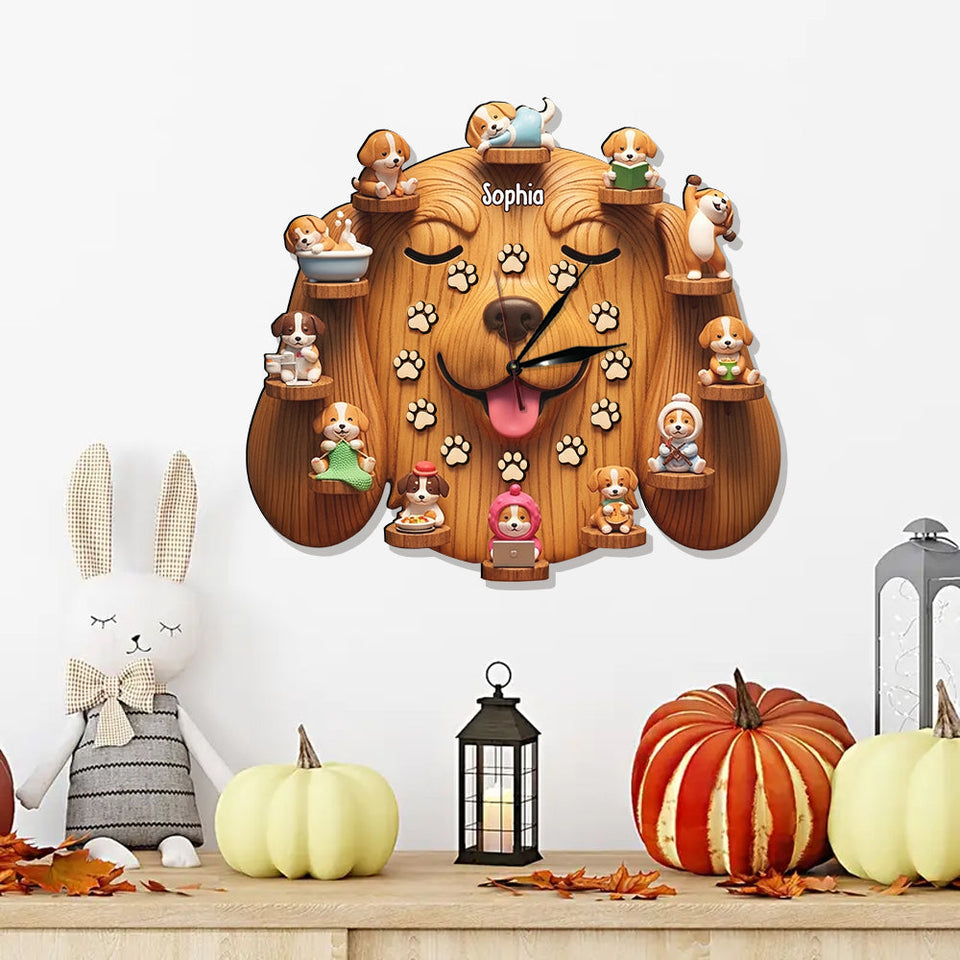 Cute Dogs - Personalized Dog LED Light Wall Clock