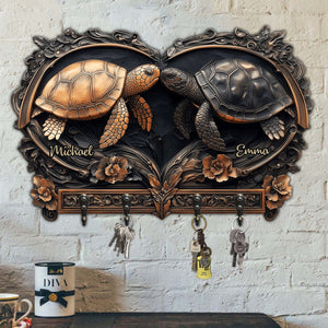 You & Me - Personalized Turtle Custom Shaped Key Rack