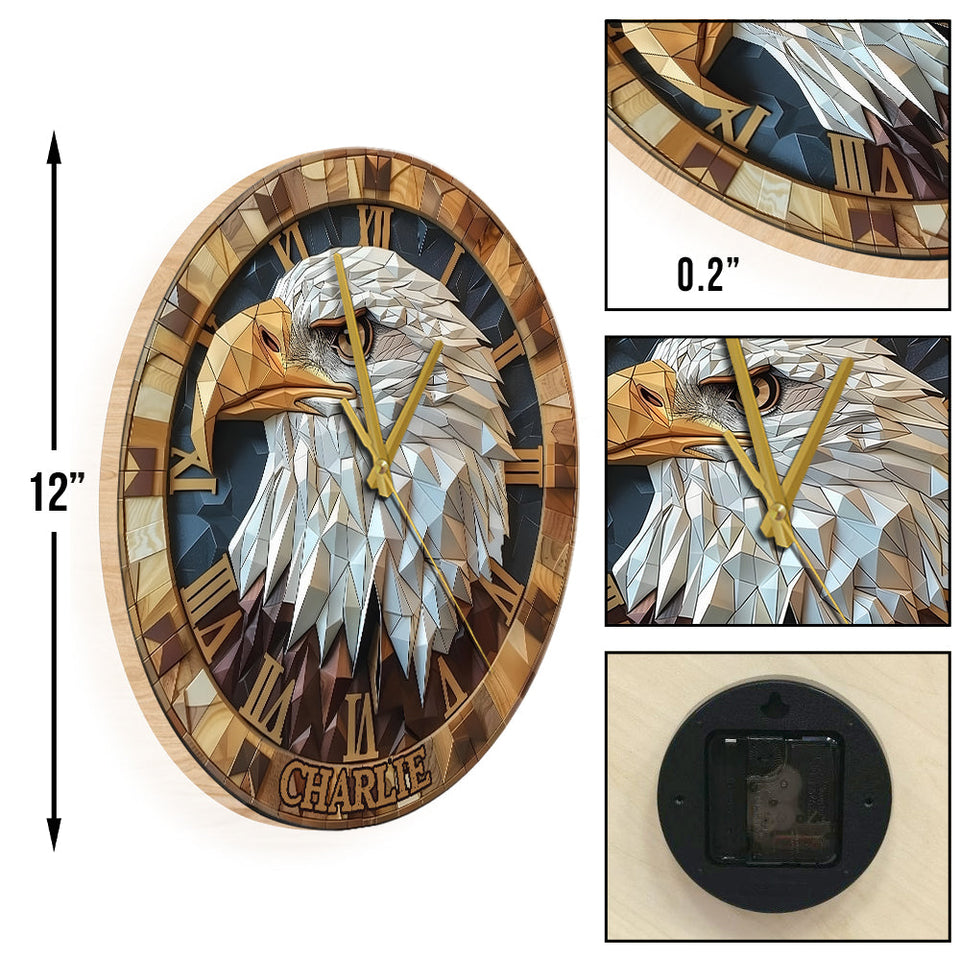 Love Bald Eagle - Personalized Bald Eagle Wall Clock