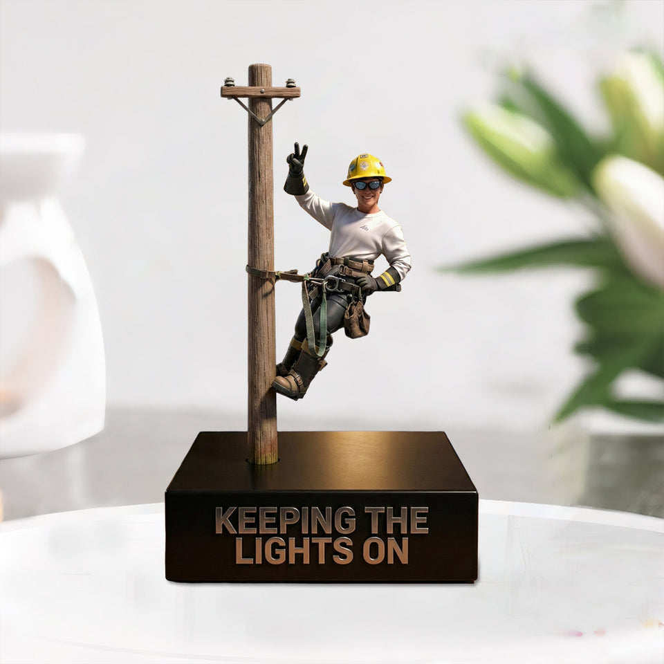 Lineman Climbing - Personalized Lineman Custom Shaped Acrylic Plaque