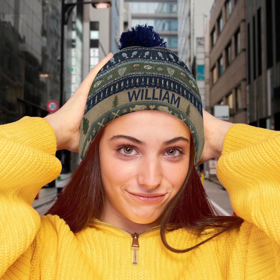 Hooked on Fishing and You - Personalized Fishing Beanie Hat
