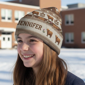 Farm Life - Personalized Highland Cow Beanie Hat
