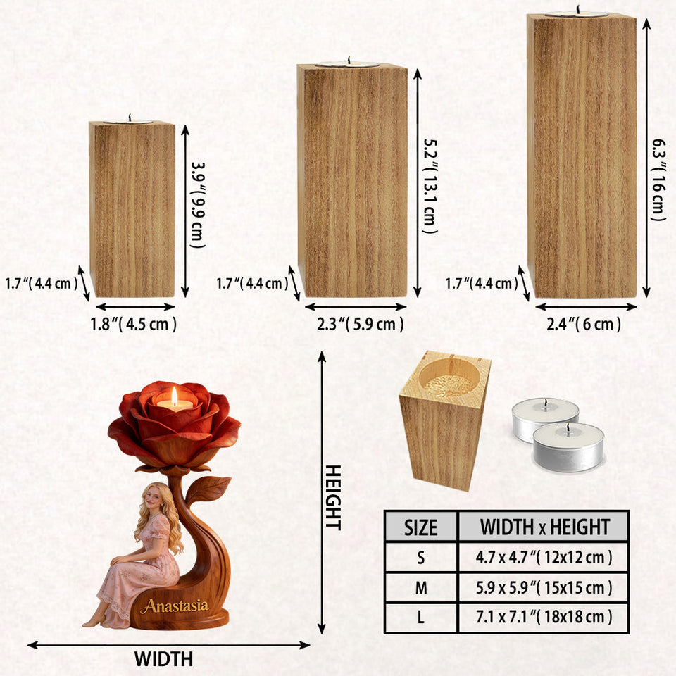 Light Yourself With Love - Personalized Self Love Custom Shape Wooden Candle Holder