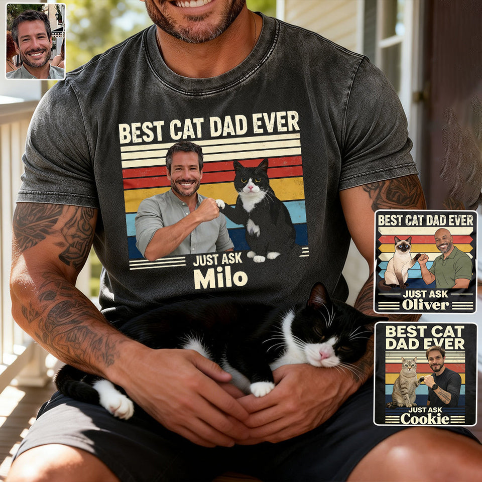 Best Cat Dad Ever - Personalized Cat Wash T-Shirt