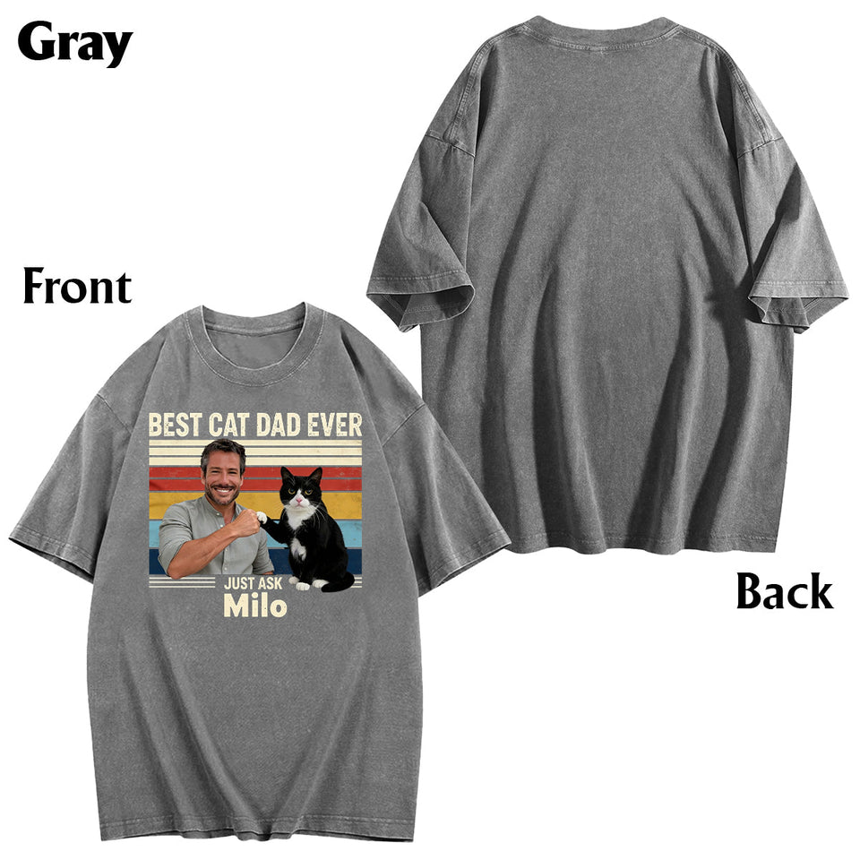 Best Cat Dad Ever - Personalized Cat Wash T-Shirt