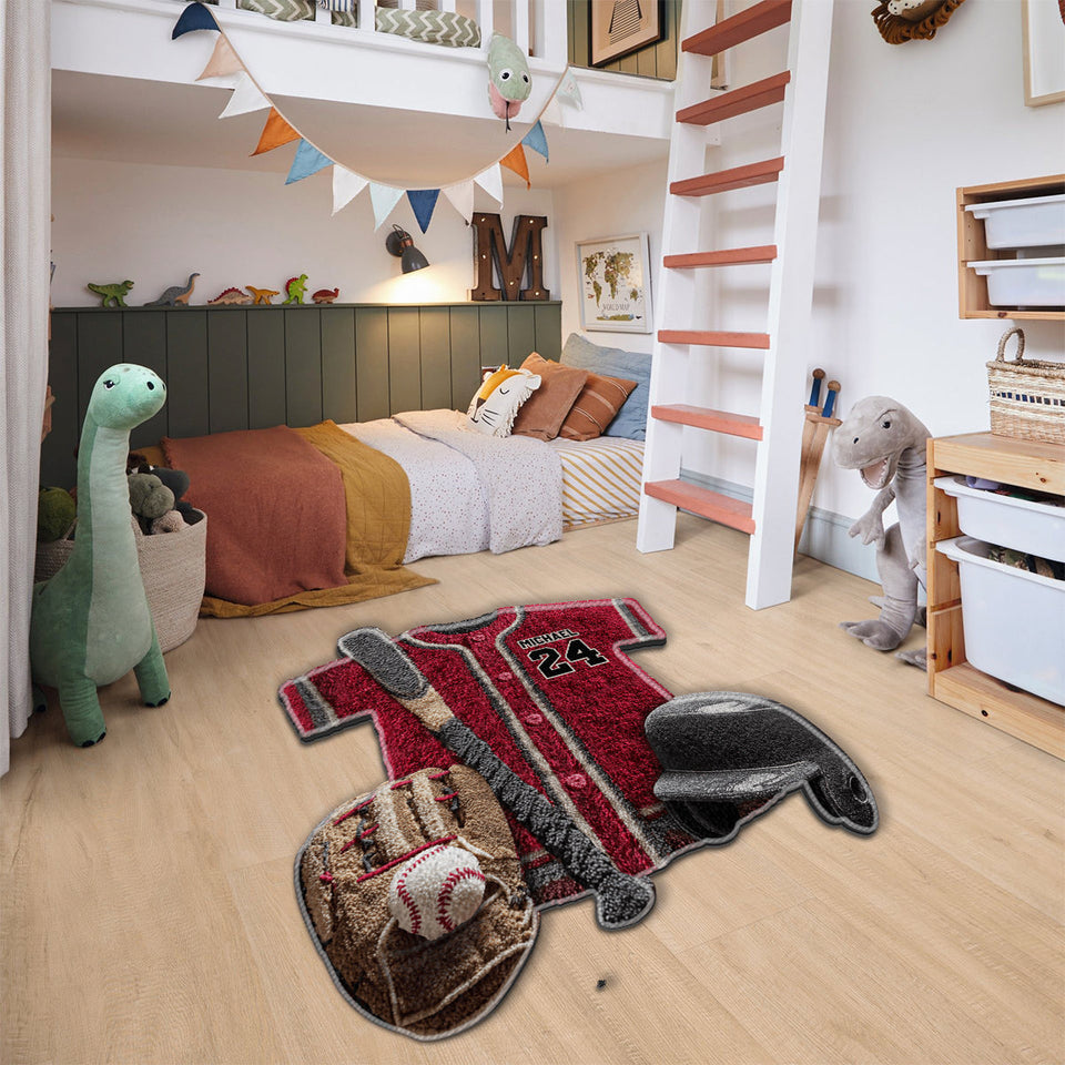 Baseball Life - Personalized Baseball Non-Slip Tufted Rug