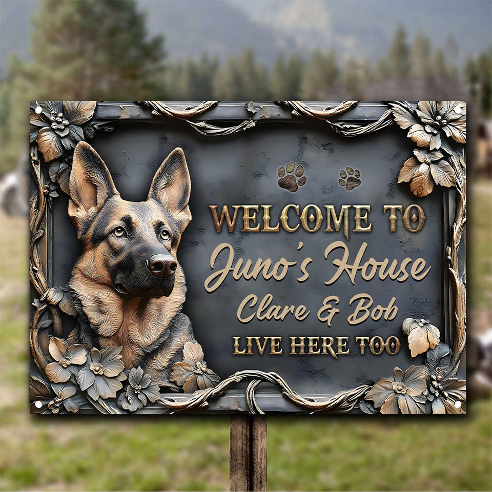 Welcome To Dog's House - Personalized Dog Rectangle Metal Sign