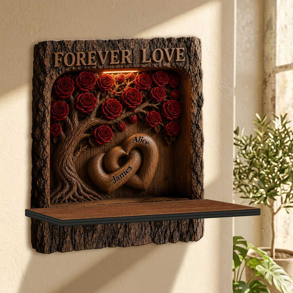 Forever Love - Personalized Couple Wooden Floating Shelf