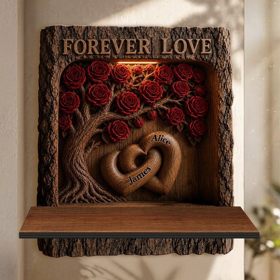Forever Love - Personalized Couple Wooden Floating Shelf