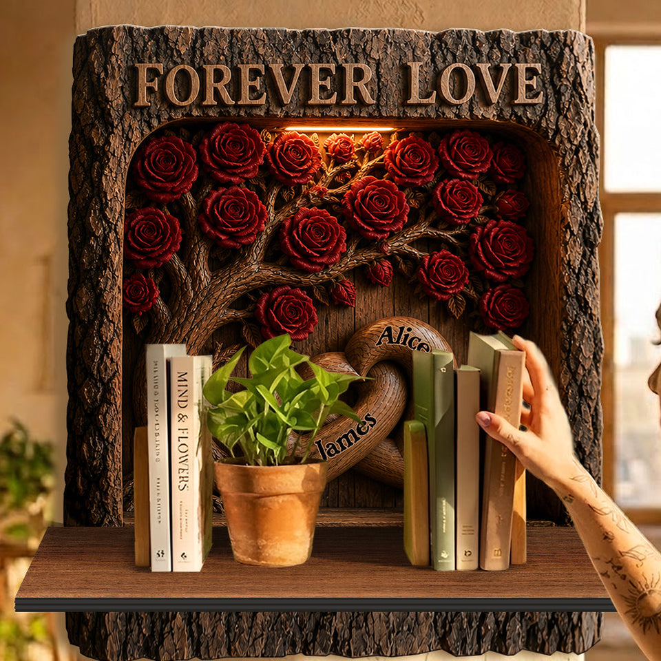 Forever Love - Personalized Couple Wooden Floating Shelf