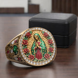 Protected By Mary - Personalized Christian Signet Ring