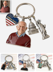 Custom Any Photo - Personalized Patriot Premium Keychain With Charms
