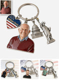 Custom Any Photo - Personalized Patriot Premium Keychain With Charms