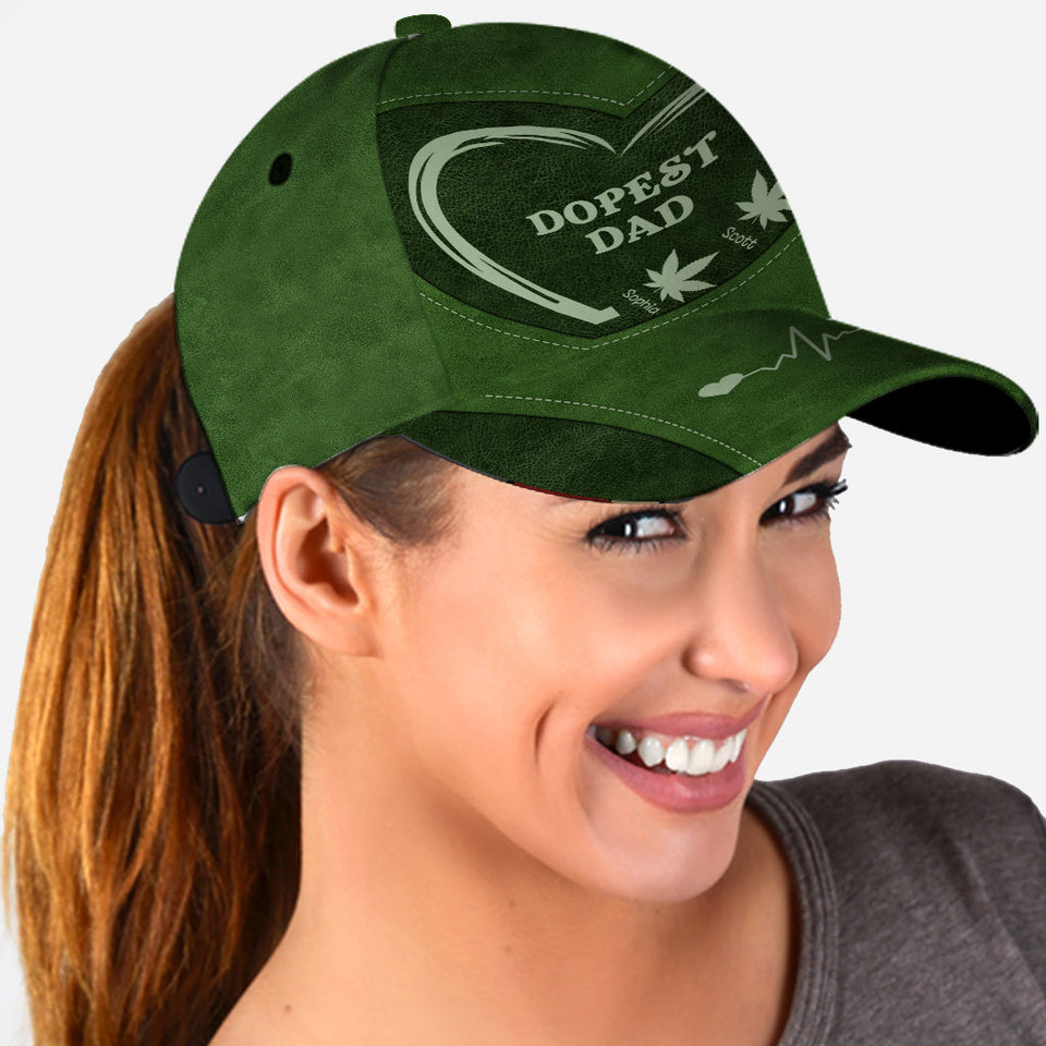 Dopest Dad Ever - Personalized Weed Classic Cap