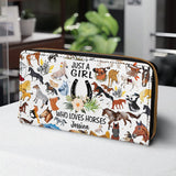 Just A Girl Who Loves Horse - Personalized Horse Leather Long Wallet