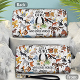 Just A Girl Who Loves Horse - Personalized Horse Leather Long Wallet