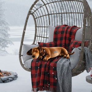 Sleeping Dog Perfect Gift For Dog Mom/Dog Dad - Personalized Dachshund Faux Fur Shaped Pillow