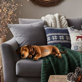 Sleeping Dog Perfect Gift For Dog Mom/Dog Dad - Personalized Dachshund Faux Fur Shaped Pillow