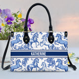 Horse Toile de Jouy - Personalized Horse Leather Handbag