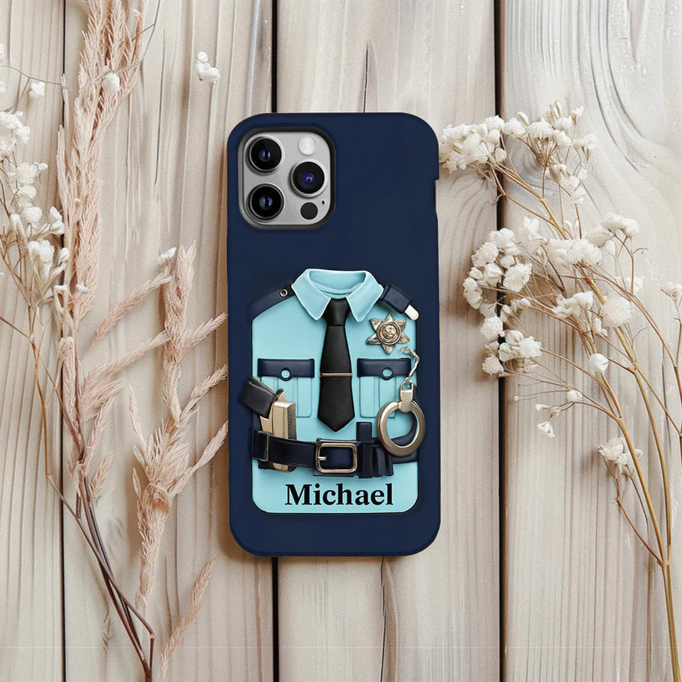 Officer, Police Uniform, Badge and Handcuffs - Personalized Police Officer Full Print Phone Case