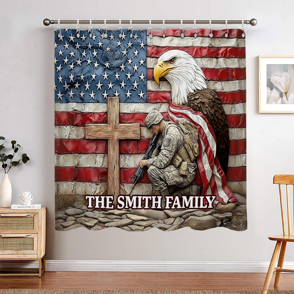 One Nation Under God - Personalized Bald Eagle Blackout Window Curtain/ Drapes Set