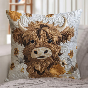 Fluffy Highland Cow - Highland Cow Throw Pillow