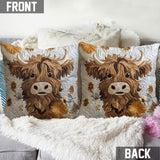 Fluffy Highland Cow - Highland Cow Throw Pillow