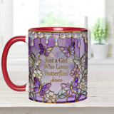 Just A Girl Who Loves Butterflies - Personalized Butterfly Set Accent Mug with Acrylic Stirrers