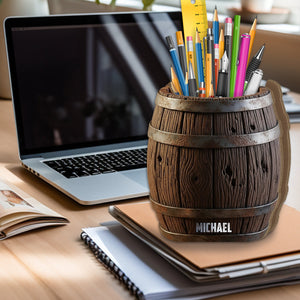 Funny Wooden Beer Barrel - Personalized Beer Wooden Pen Holder