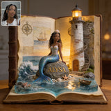 Mermaid Soul In The Book - Personalized Mermaid Custom Shaped Acrylic Plaque