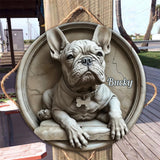 French Bulldog - Personalized French Bulldog Round Wood Sign