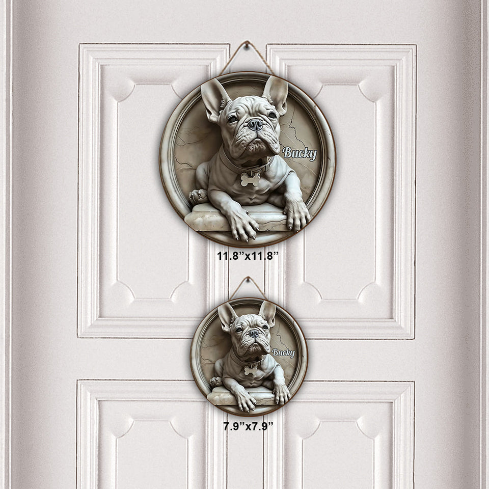 French Bulldog - Personalized French Bulldog Round Wood Sign